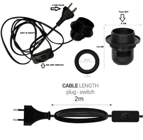 E27 Holder with 2m Wire and Switch - Image 2